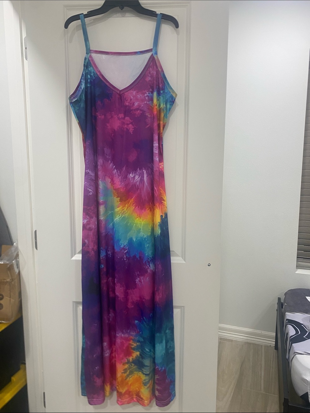 Colorburst Tie-Dye Slip Maxi Dress - Purple & Multicolor